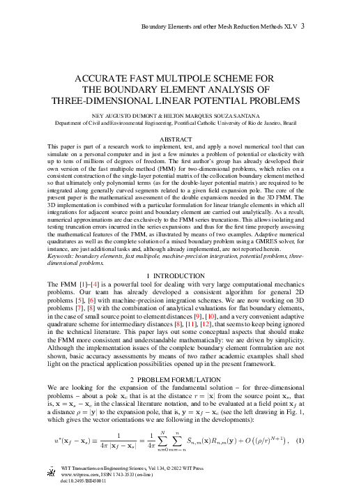 (PDF) Accurate Fast Multipole Scheme for the Boundary Element Analysis ...