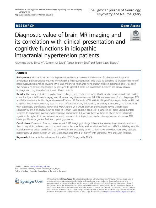 (PDF) Diagnostic value of brain MR imaging and its correlation with ...