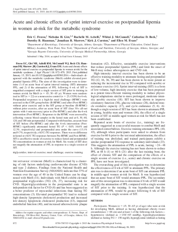 (PDF) Acute and chronic effects of sprint interval exercise on ...