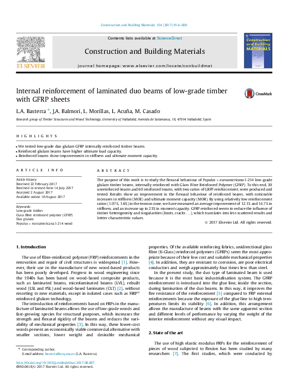 (PDF) Internal reinforcement of laminated duo beams of low-grade timber ...