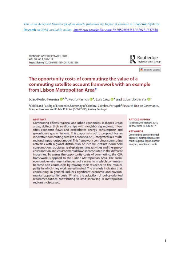 (PDF) The opportunity costs of commuting: the value of a commuting ...