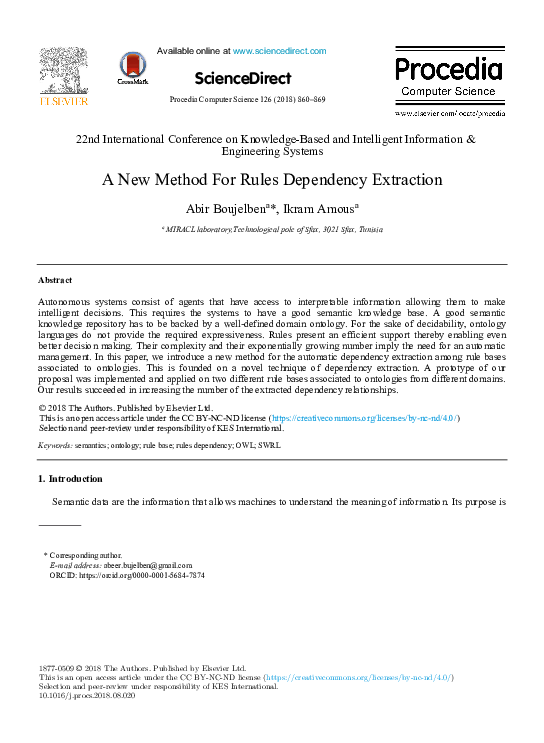 (PDF) A New Method For Rules Dependency Extraction