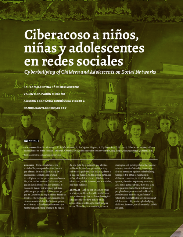 (PDF) Ciberacoso a niños, niñas y adolescentes en redes sociales