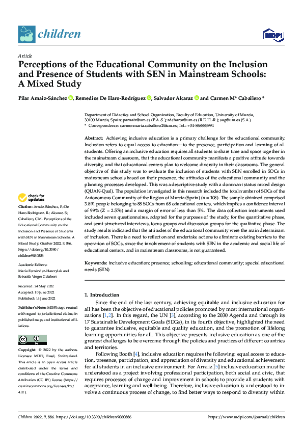 (PDF) Perceptions of the Educational Community on the Inclusion and ...