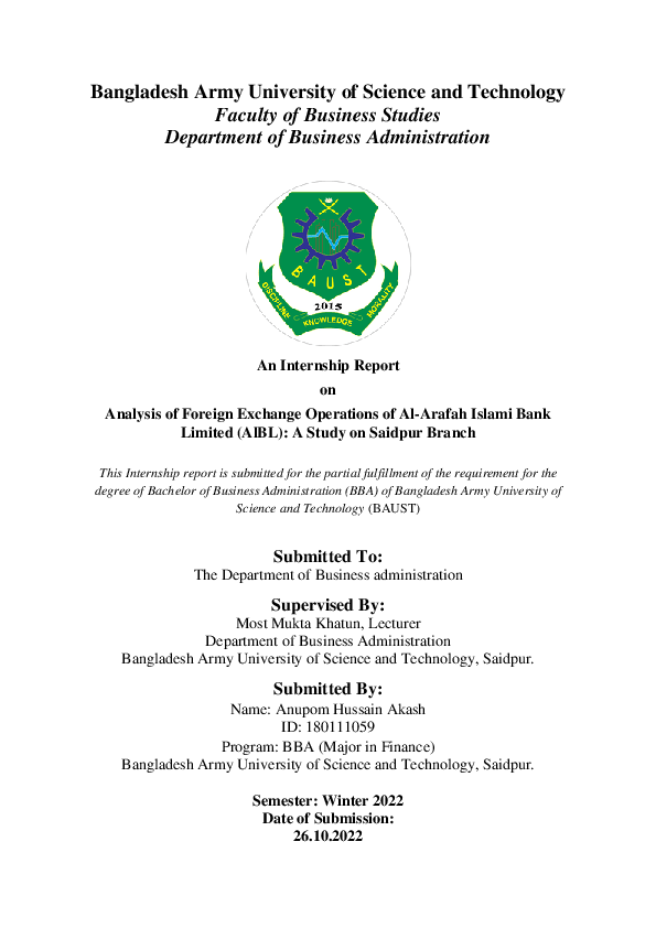 (PDF) An Internship Report On Analysis of Foreign Exchange Operations ...