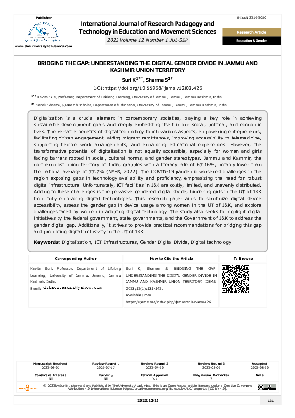 (PDF) BRIDGING THE GAP: UNDERSTANDING THE DIGITAL GENDER DIVIDE IN ...