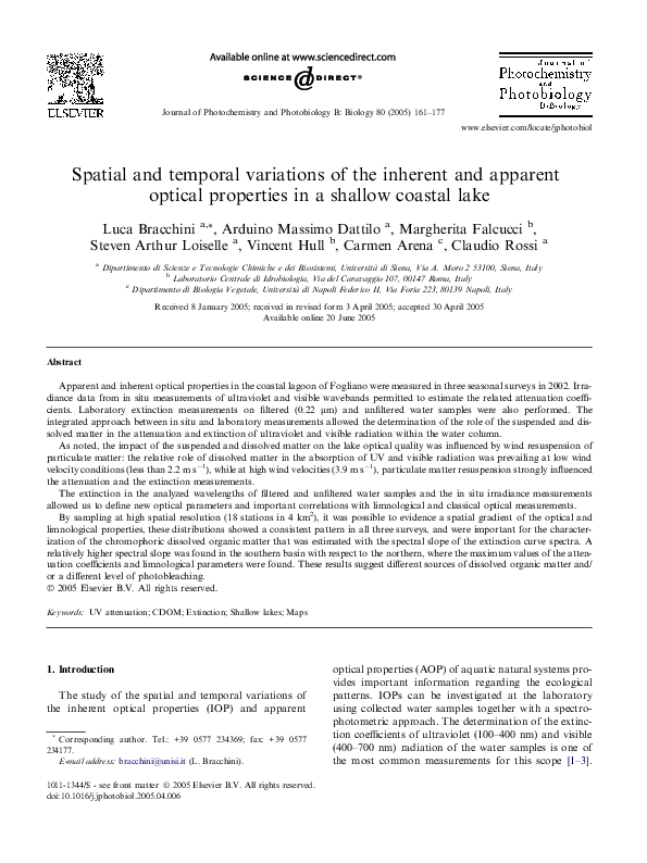 (PDF) Spatial and temporal variations of the inherent and apparent ...