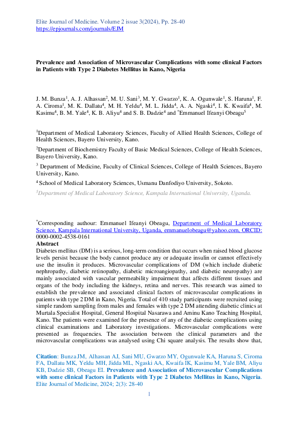 (PDF) Prevalence and Association of Microvascular Complications with ...