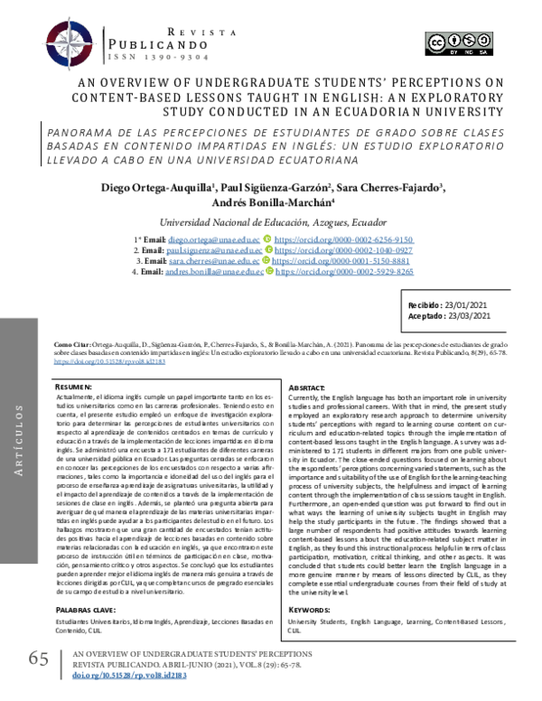 (PDF) AN OVERVIEW OF UNDERGRADUATE STUDENTS’ PERCEPTIONS ON CONTENT ...