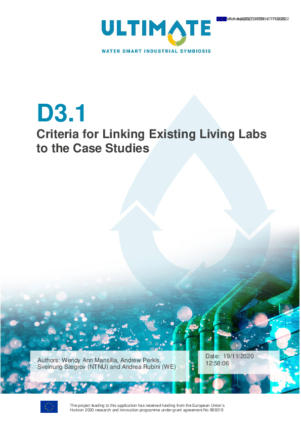 (PDF) Criteria for linking existing Living Labs to the Case Study