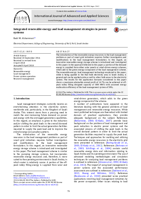 (PDF) Integrated renewable energy and load management strategies in ...
