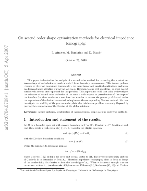 (PDF) On second order shape optimization methods for electrical ...
