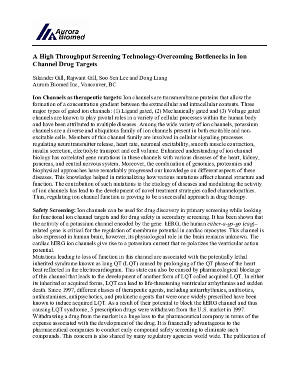 (PDF) A High Throughput Screening Technology-Overcoming Bottlenecks in ...