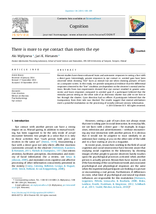 (PDF) There is more to eye contact than meets the eye