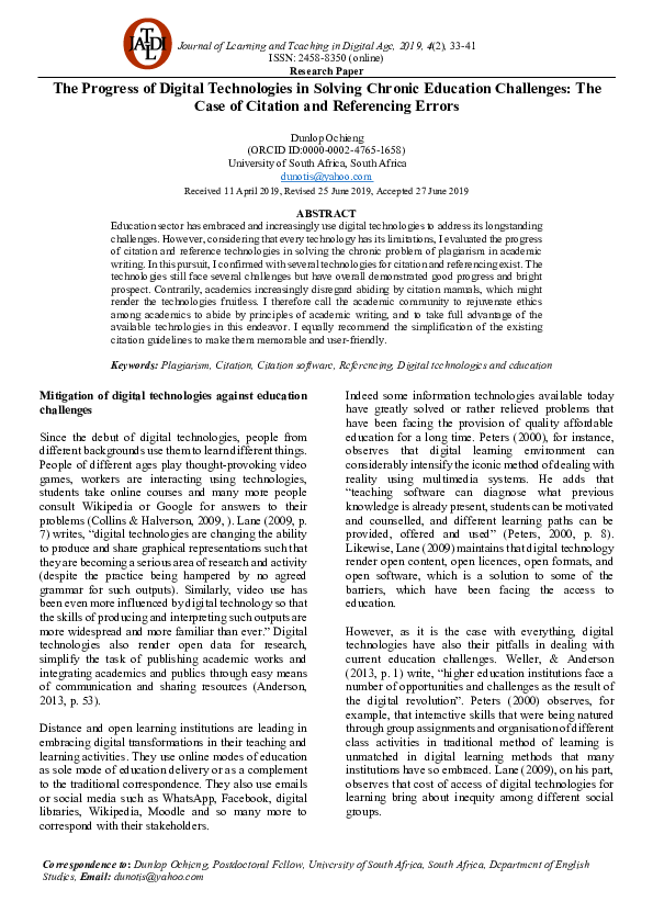 (PDF) The Progress of Digital Technologies in Solving Chronic Education ...