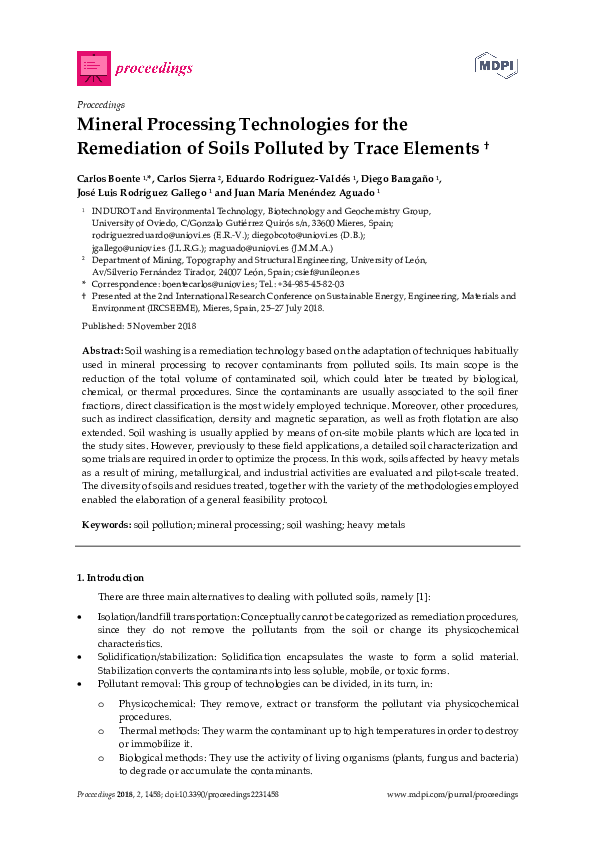 (PDF) Mineral Processing Technologies for the Remediation of Soils ...
