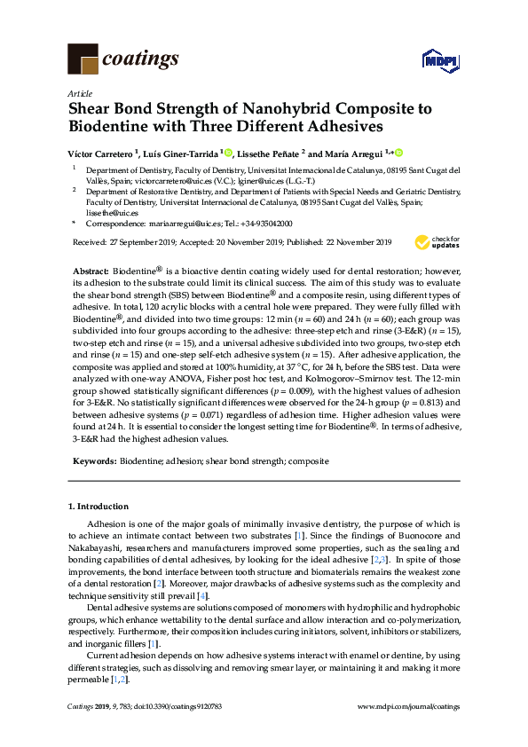 (PDF) Shear Bond Strength of Nanohybrid Composite to Biodentine with ...