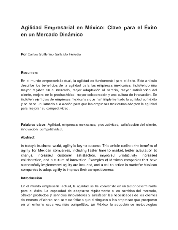 (PDF) Agilidad Empresarial en México: Clave para el Éxito en un Mercado ...