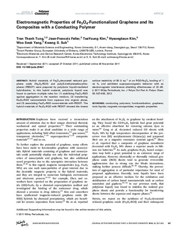 (PDF) Electromagnetic properties of Fe 3 O 4 -functionalized graphene ...