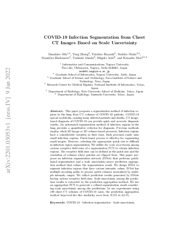 (PDF) COVID-19 Infection Segmentation from Chest CT Images Based on ...