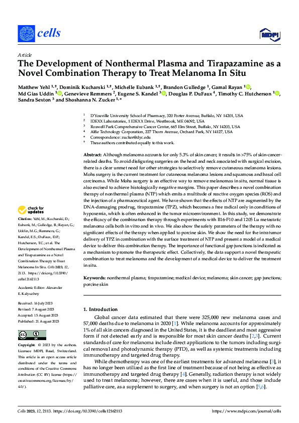 (PDF) The Development of Nonthermal Plasma and Tirapazamine as a Novel ...