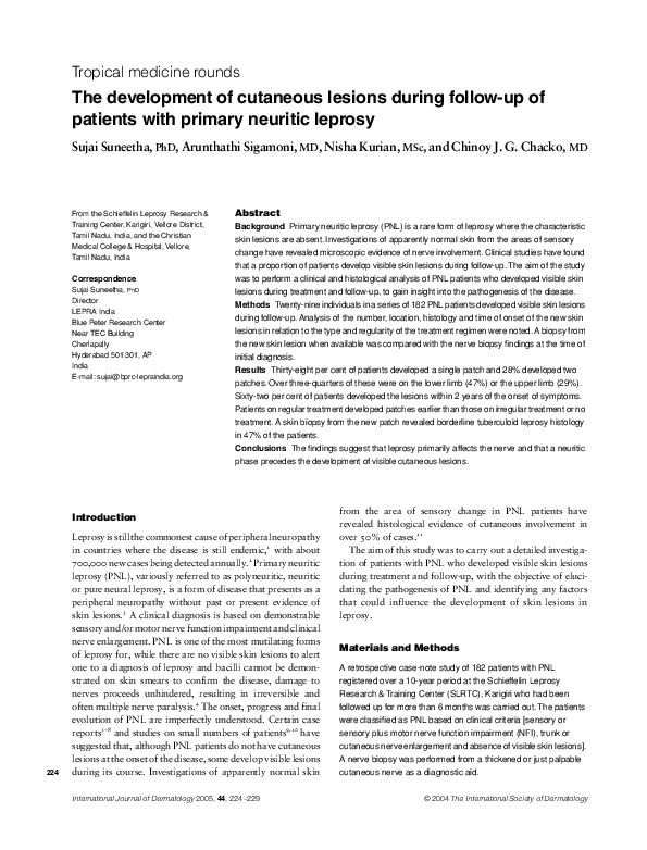 (PDF) The development of cutaneous lesions during follow-up of patients ...