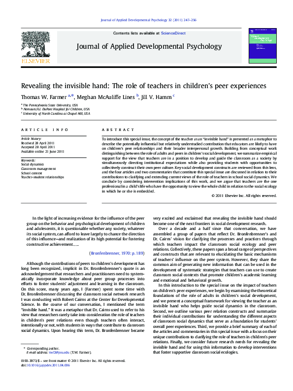 (PDF) Revealing the invisible hand: The role of teachers in children's ...