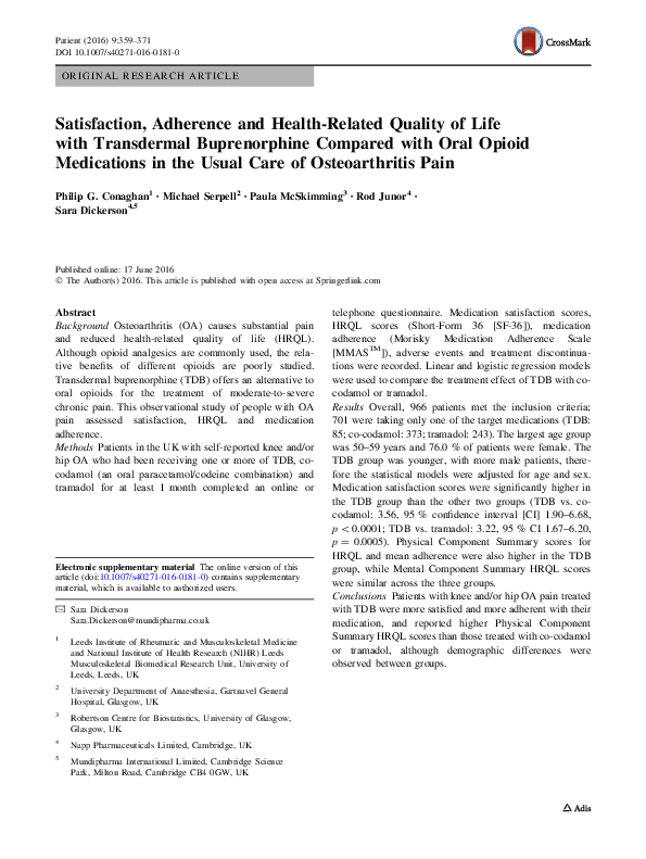 (PDF) Satisfaction, Adherence and Health-Related Quality of Life with ...
