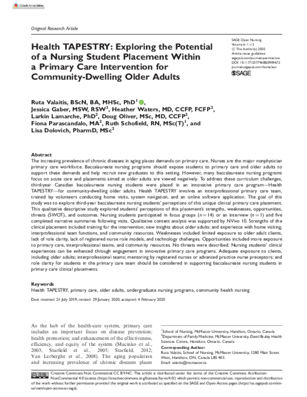 (PDF) Health TAPESTRY: Exploring the Potential of a Nursing Student ...