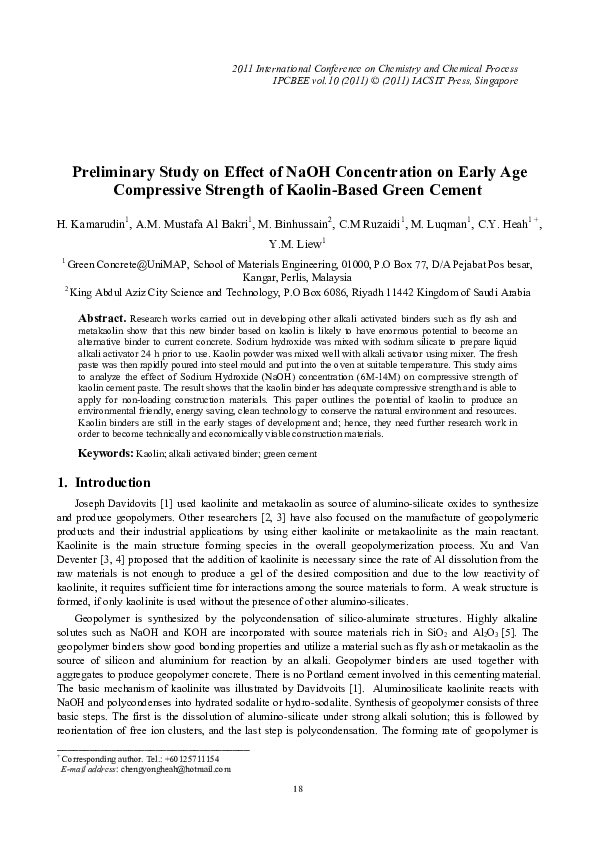 (PDF) Preliminary study on effect of NaOH concentration on early age ...