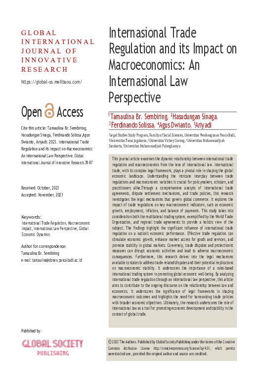 (PDF) International Trade Regulation and its Impact on the Macroeconomy ...