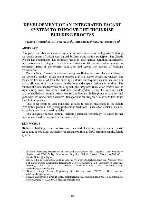 (PDF) Development of an Integrated Facade System to Improve the High ...