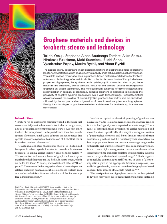 (PDF) Graphene materials and devices in terahertz science and technology