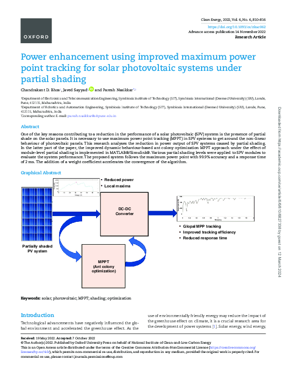 (PDF) Power enhancement using improved maximum power point tracking for ...