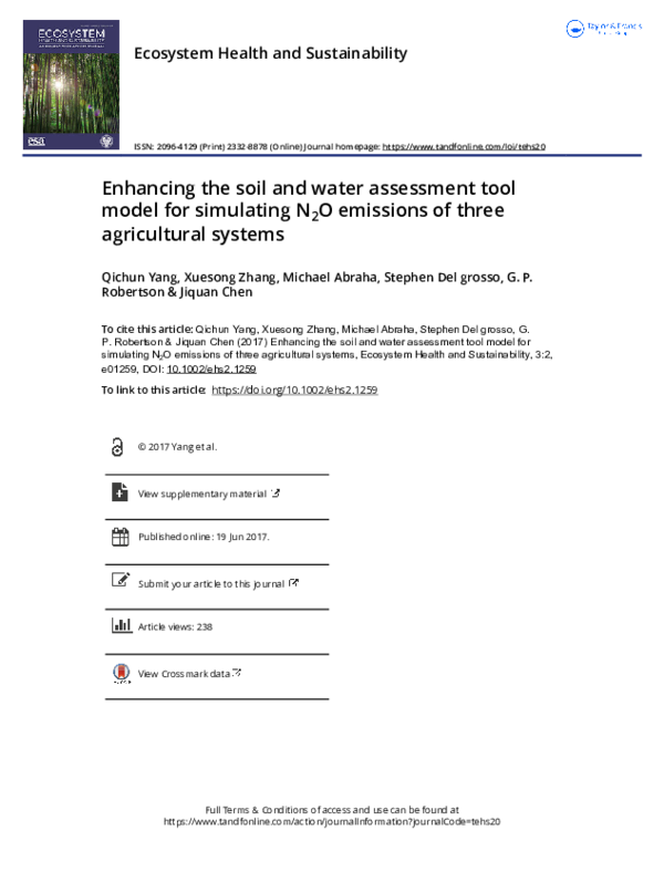 (PDF) Enhancing the soil and water assessment tool model for simulating ...