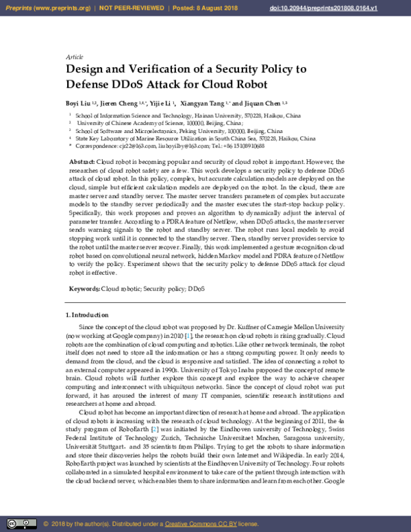 (PDF) Design and Verification of a Security Policy to Defense DDoS ...