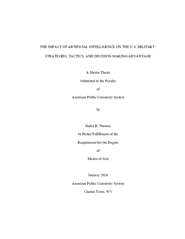 (DOC) THE IMPACT OF ARTIFICIAL INTELLIGENCE ON THE U.S. MILITARY ...
