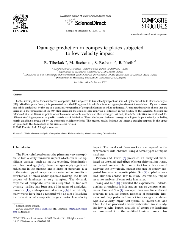 (PDF) Damage prediction in composite plates subjected to low velocity ...