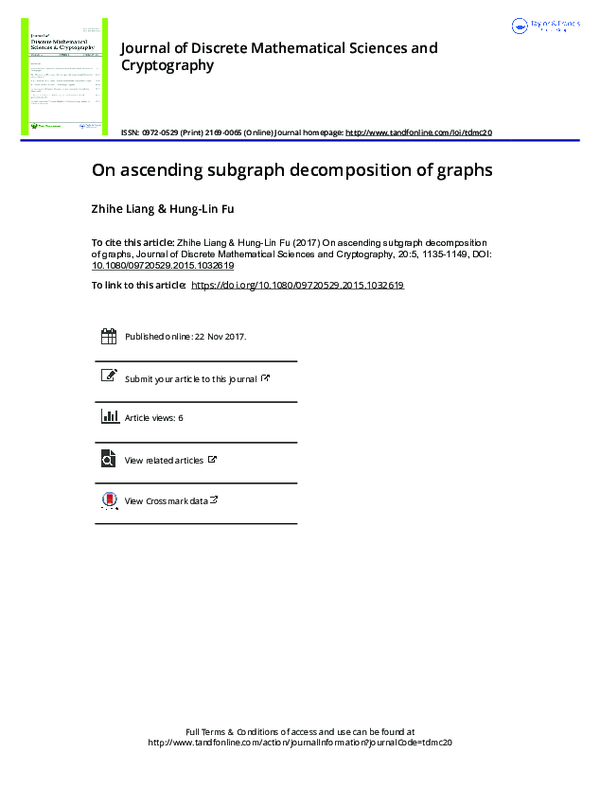 (PDF) On ascending subgraph decomposition of graphs