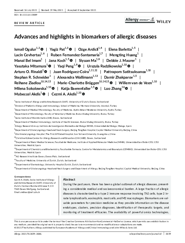 (PDF) Advances and highlights in biomarkers of allergic diseases
