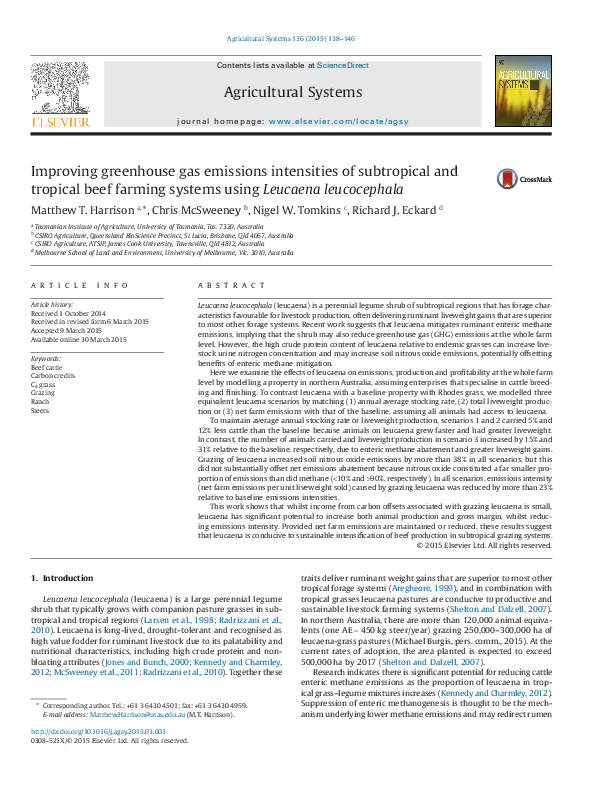 (PDF) Improving greenhouse gas emissions intensities of subtropical and ...