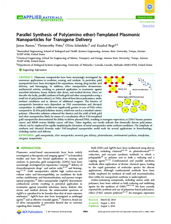 (PDF) Parallel Synthesis of Poly(amino ether)-Templated Plasmonic ...