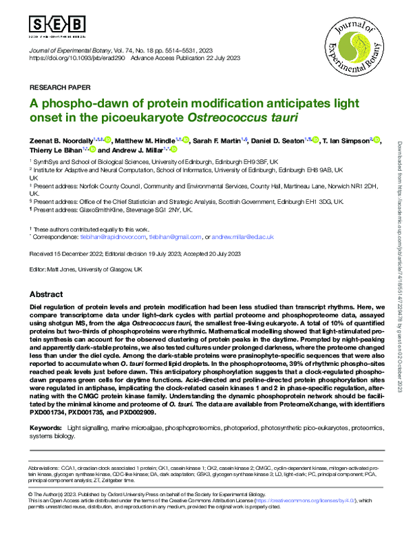 (PDF) A phospho-dawn of protein modification anticipates light onset in ...