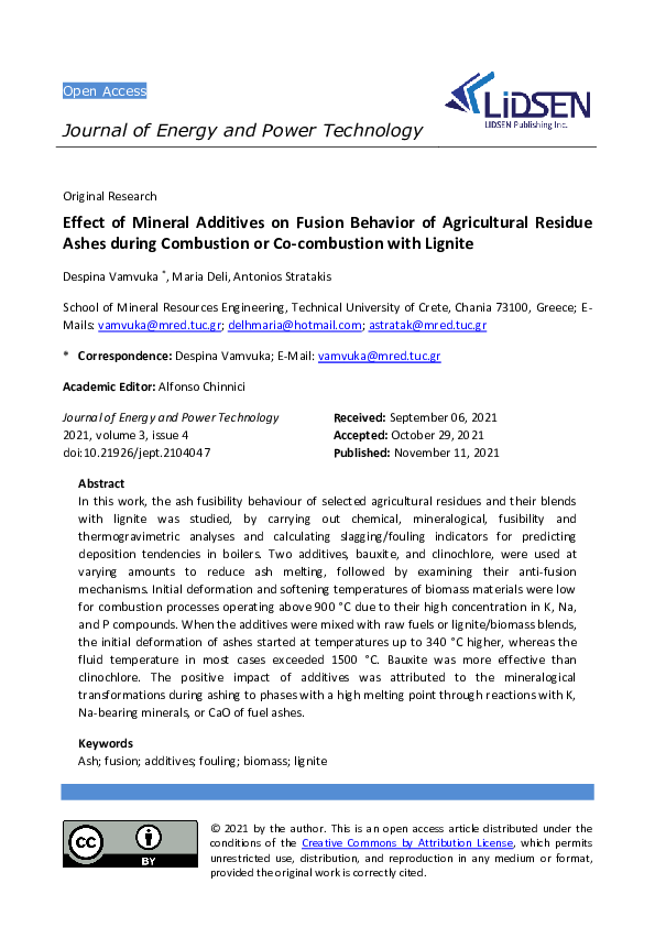 (PDF) Effect of Mineral Additives on Fusion Behavior of Agricultural ...