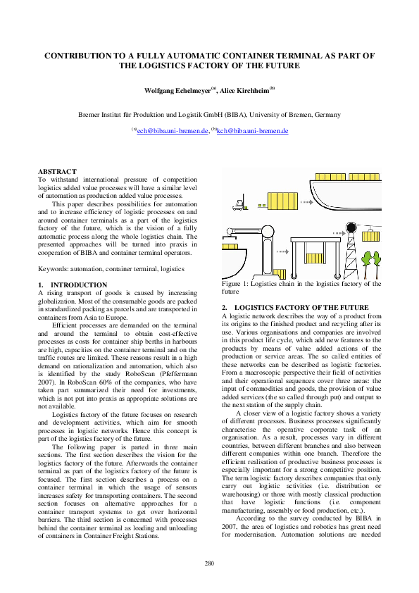 (PDF) Contribution to a fully automatic container terminal as part of ...