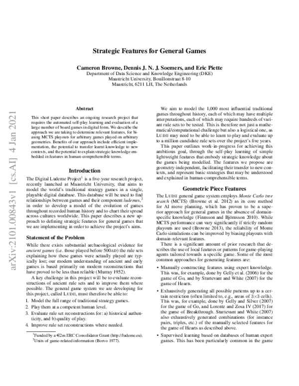 (PDF) Strategic Features for General Games