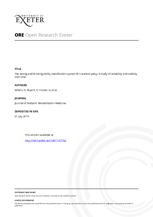 (PDF) The Eating and Drinking Ability Classification System for ...