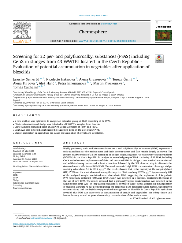 (PDF) Screening for 32 per- and polyfluoroalkyl substances (PFAS ...