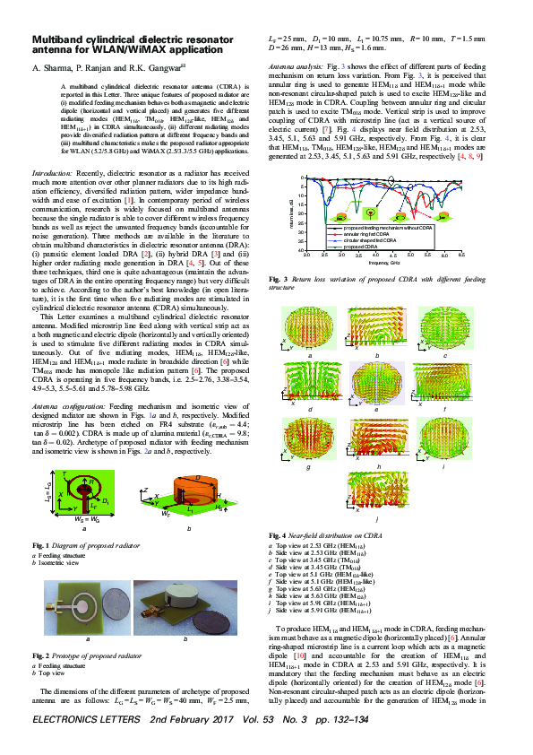 (PDF) Multi-Band Cylindrical Dielectric Resonator Antenna for Wireless ...