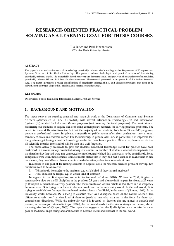(PDF) Research-Oriented Practical Problem Solving as a Learning Goal ...